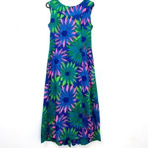 VTG 70s Hale Muu Hawaiian Floral Bark Cloth Maxi